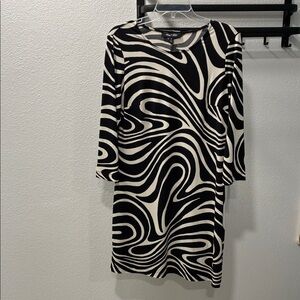Alfani Black & White Long-Sleeve Swirl-Print Dress